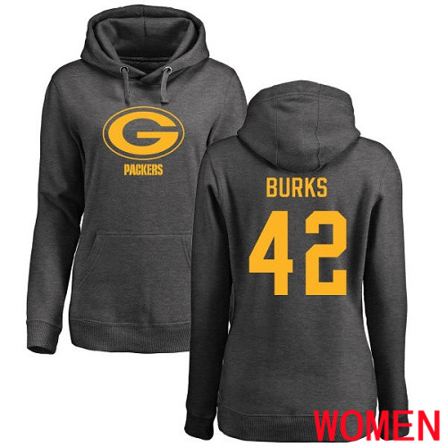 Green Bay Packers Ash Women 42 Burks Oren One Color Nike NFL Pullover Hoodie Sweatshirts